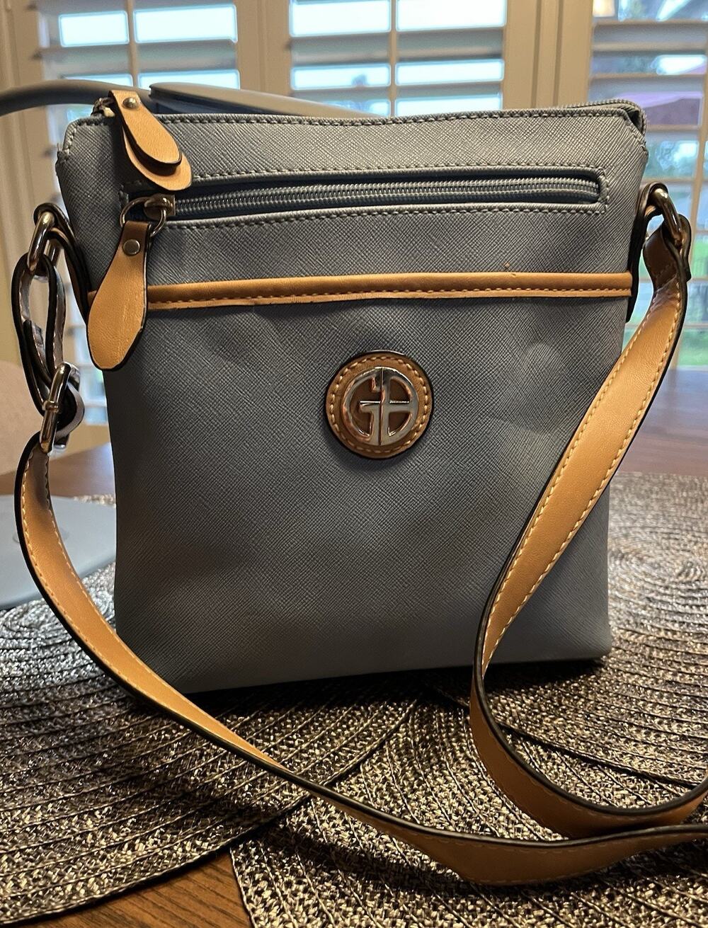 Giani Bernini Ocean Blue Small Triple-Zip Leather Dasher Crossbody Purse